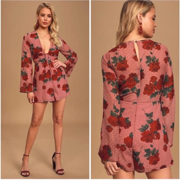 Lulu's Pants - Lulus Romper Red Roses Floral Small Vampire Dark Cottage Eye Catching Moment